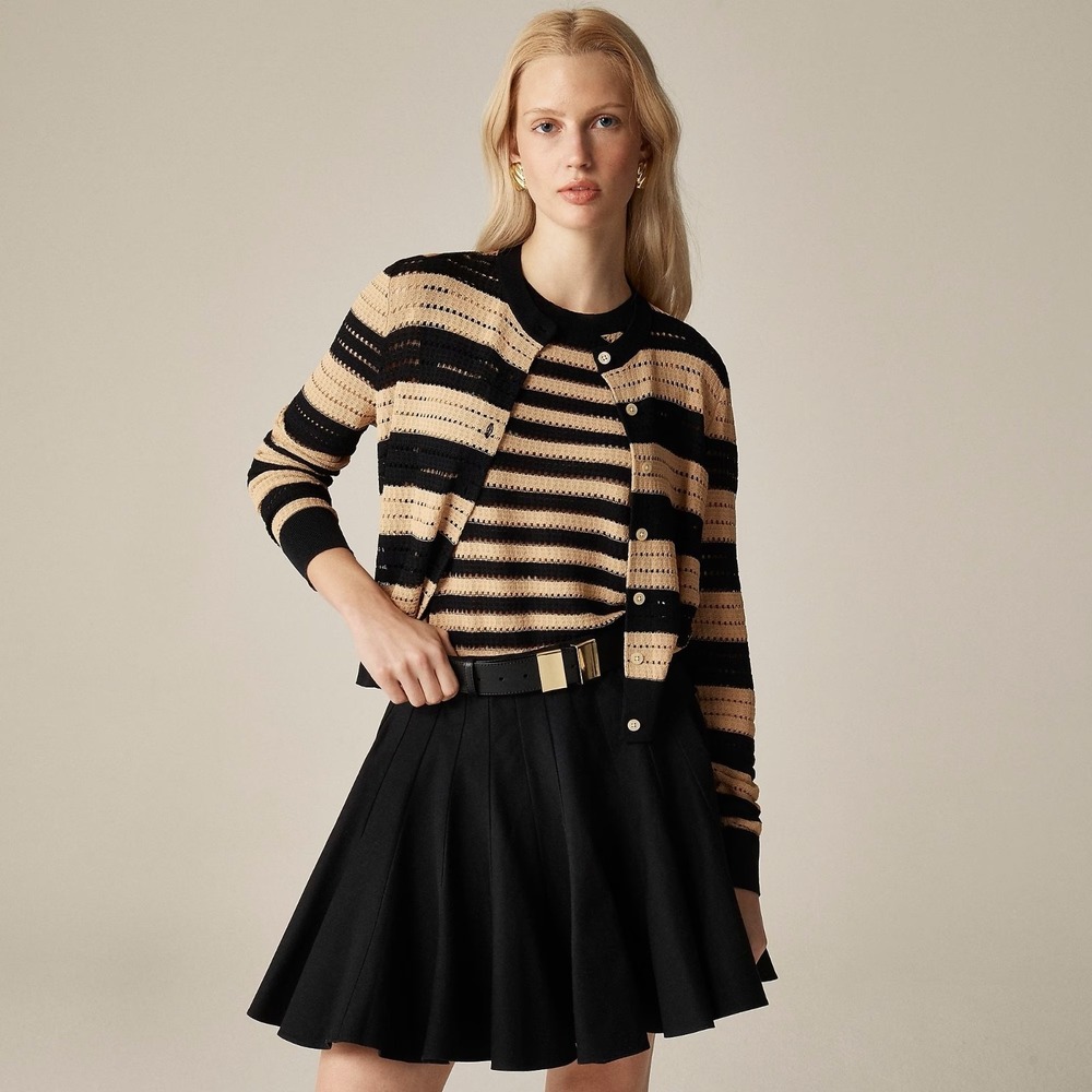 NWT!! J. CREW‎ Godet Mini Skirt Black Chino Pleated Solid Pleats Preppy Size 2